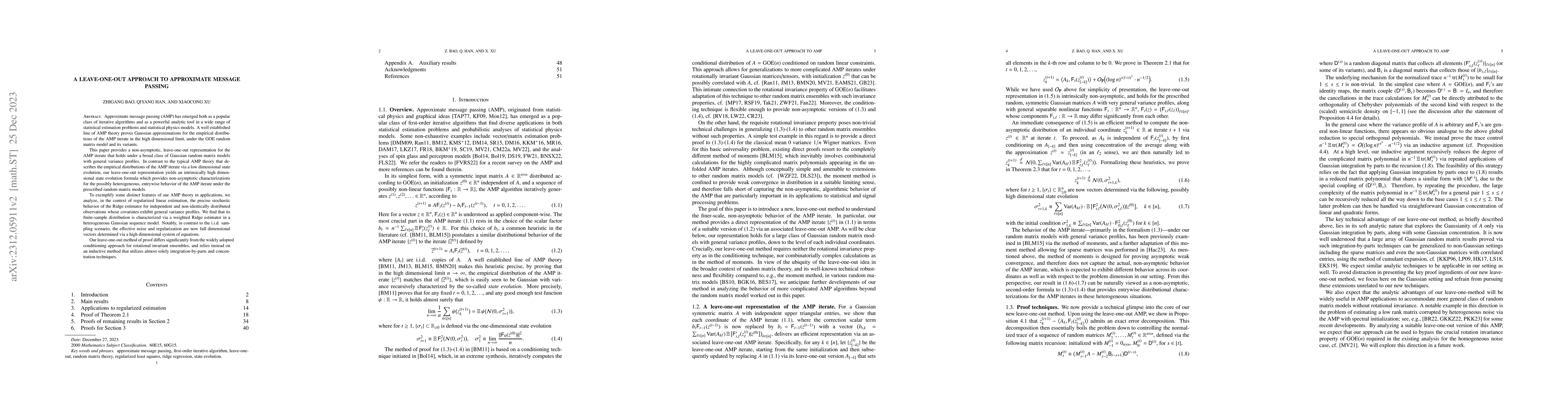 Thumbnail for A leave-one-out approach to approximate message passing