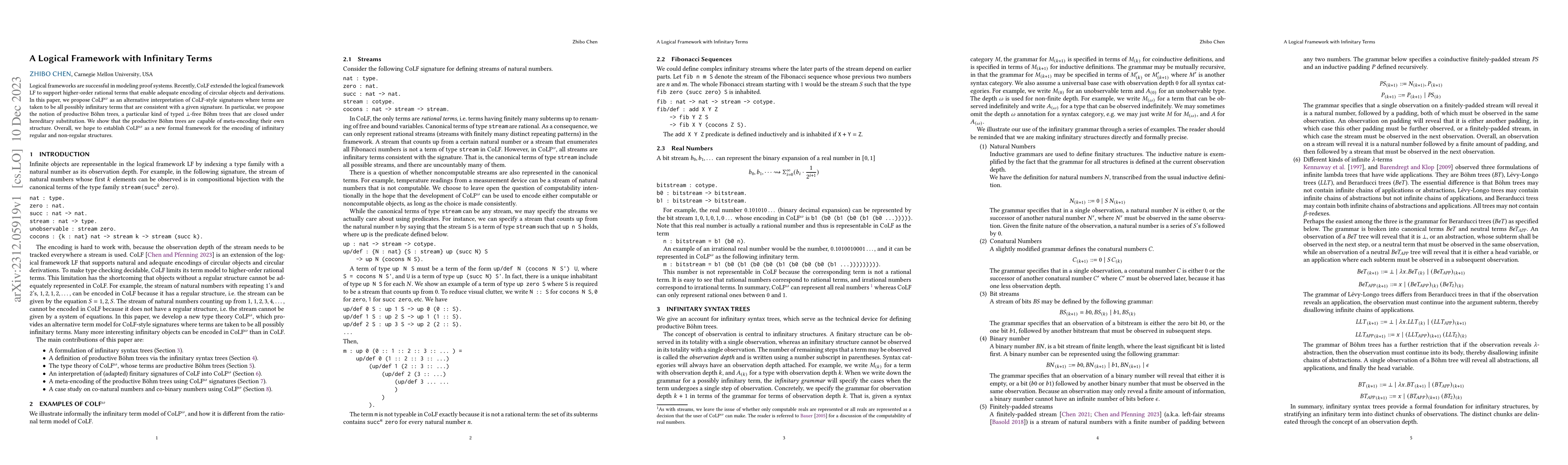 Thumbnail for A Logical Framework with Infinitary Terms