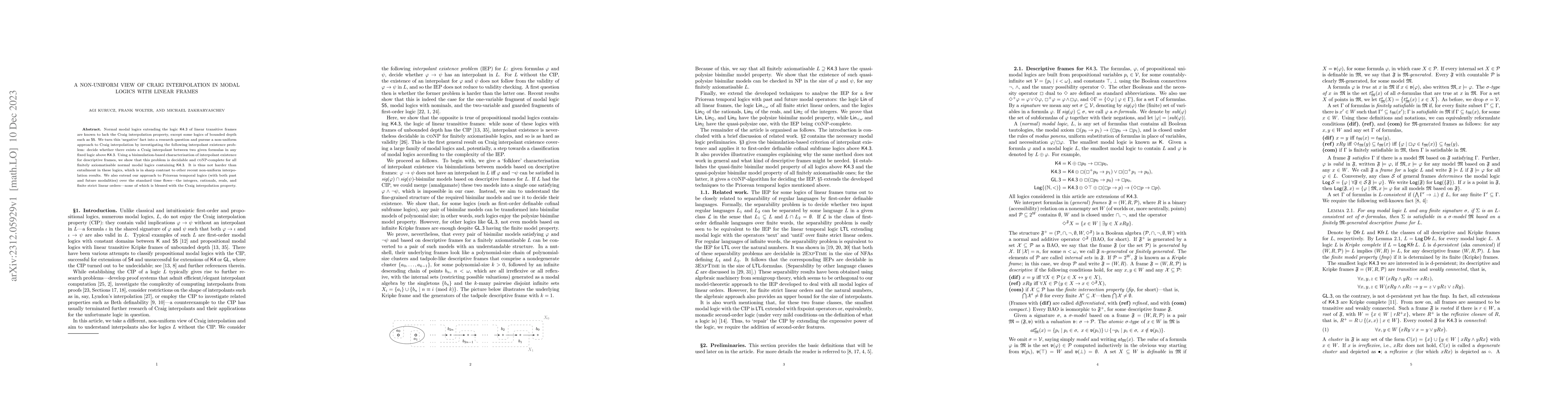 Thumbnail for A non-uniform view of Craig interpolation in modal logics with linear
  frames