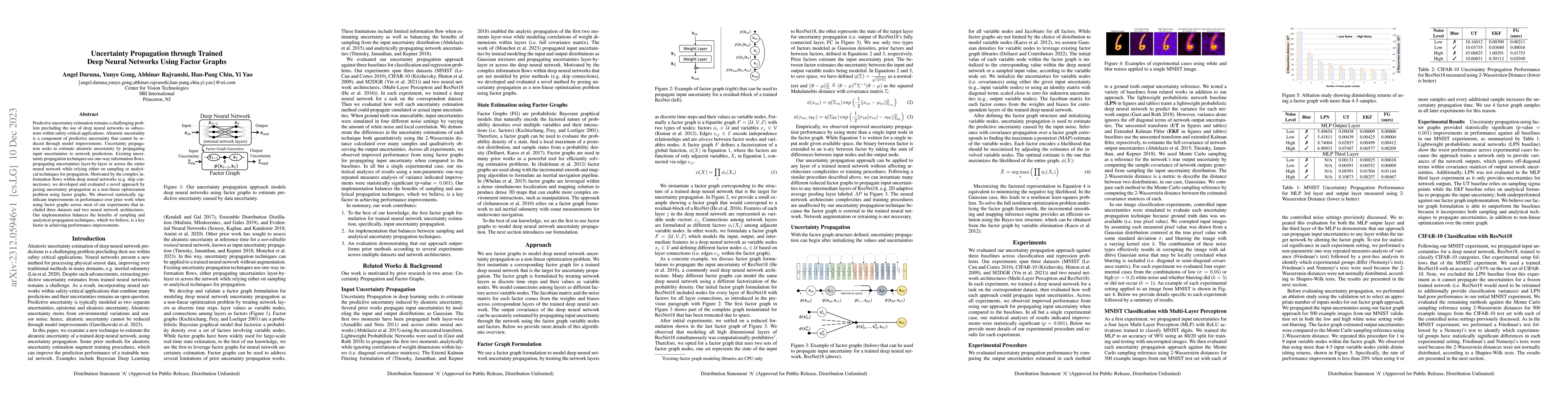 Thumbnail for Uncertainty Propagation through Trained Deep Neural Networks Using
  Factor Graphs
