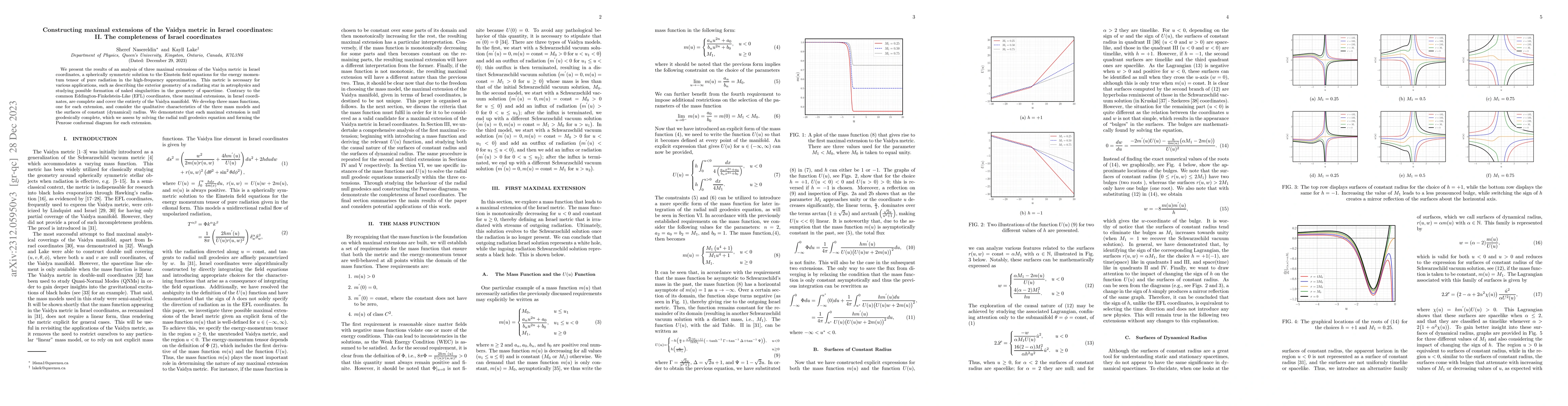 Thumbnail for Constructing maximal extensions of the Vaidya metric in Israel
  coordinates: II. The completeness of Israel coordinates