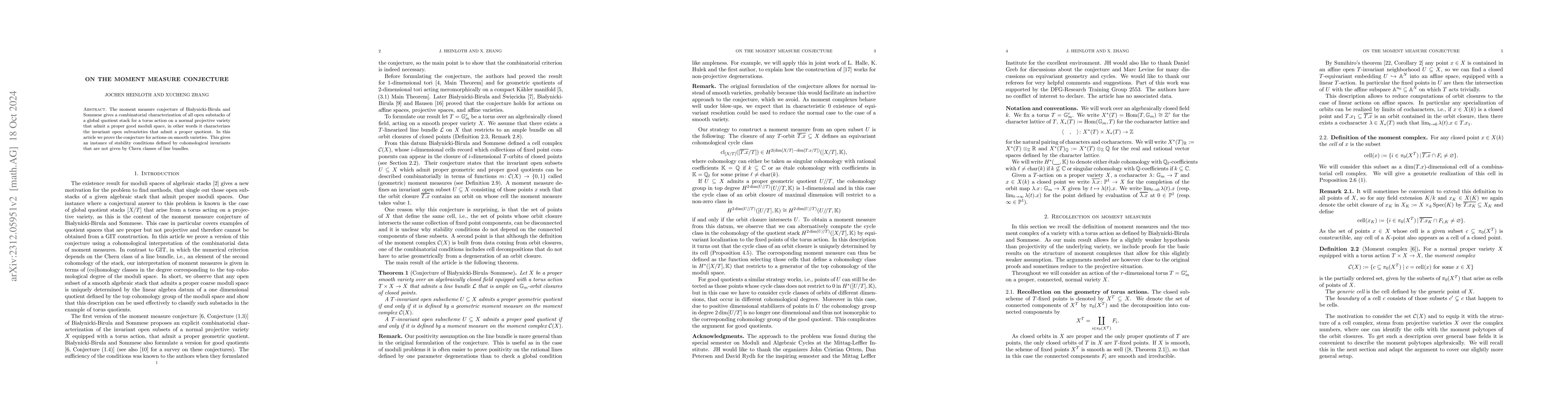 Thumbnail for Notes on the moment measure conjecture