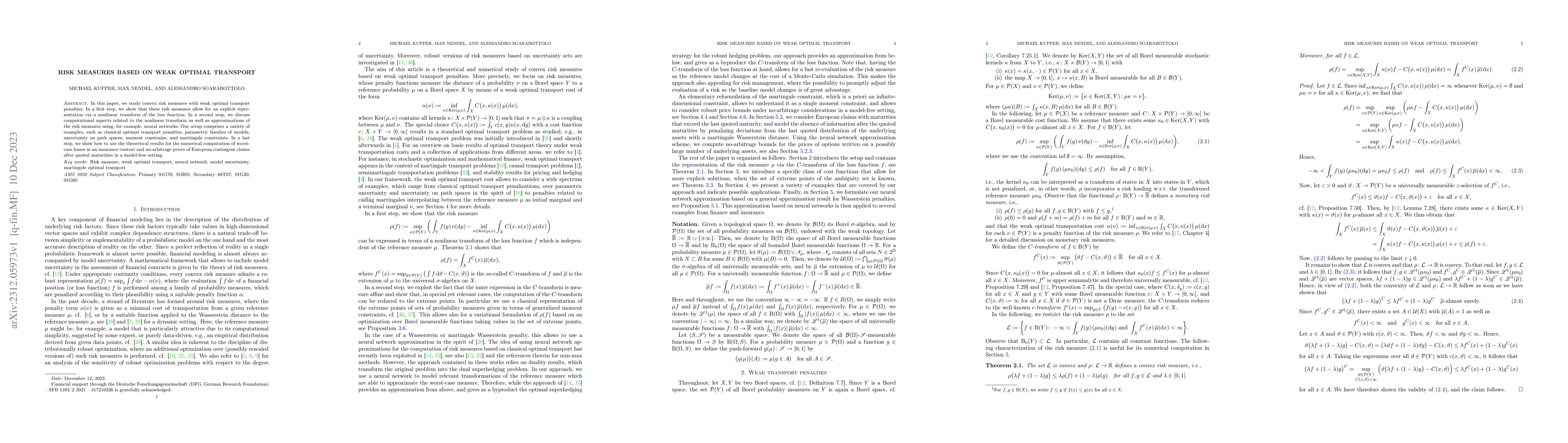 Thumbnail for Risk measures based on weak optimal transport