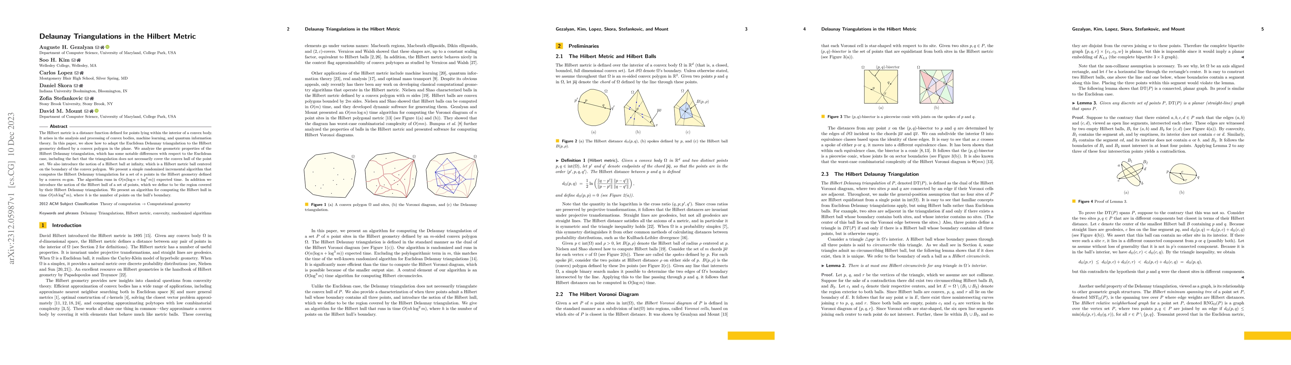 Thumbnail for Delaunay Triangulations in the Hilbert Metric
