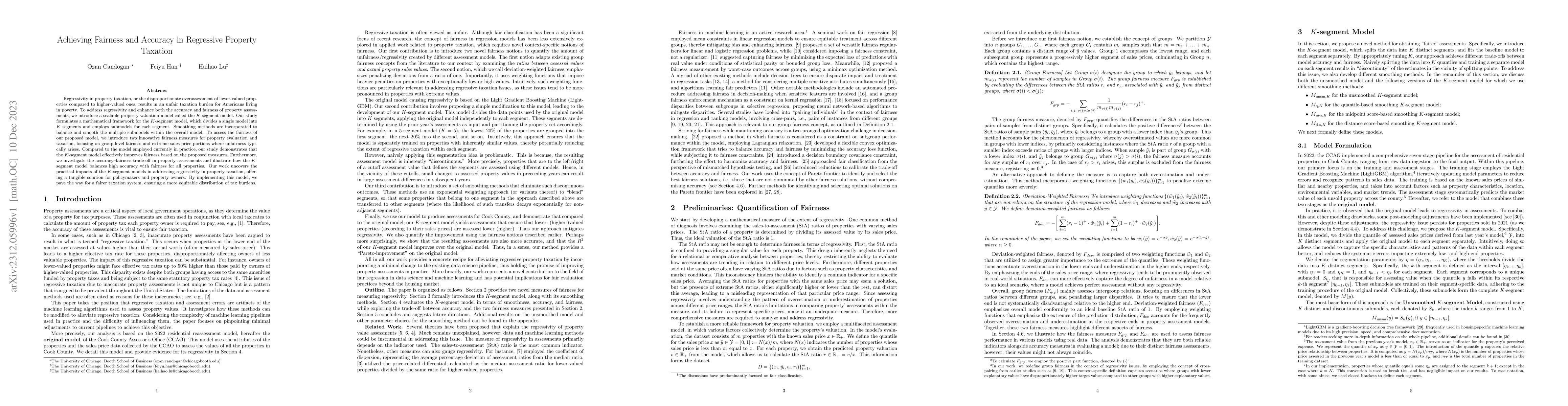 Thumbnail for Achieving Fairness and Accuracy in Regressive Property Taxation