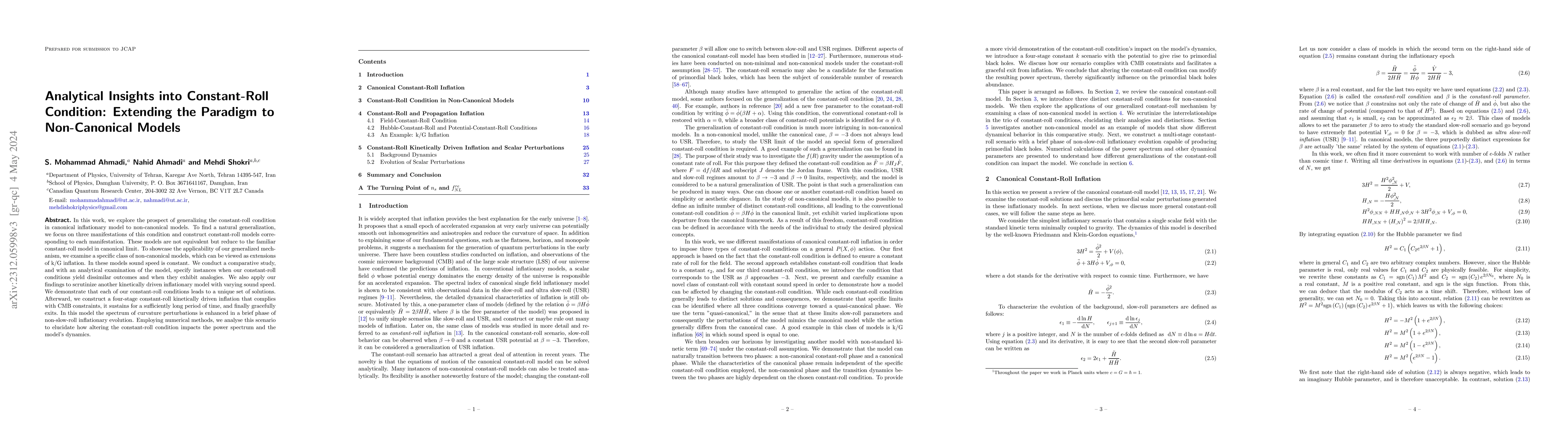 Thumbnail for Analytical Insights into Constant-Roll Condition: Extending the Paradigm
  to Non-Canonical Models