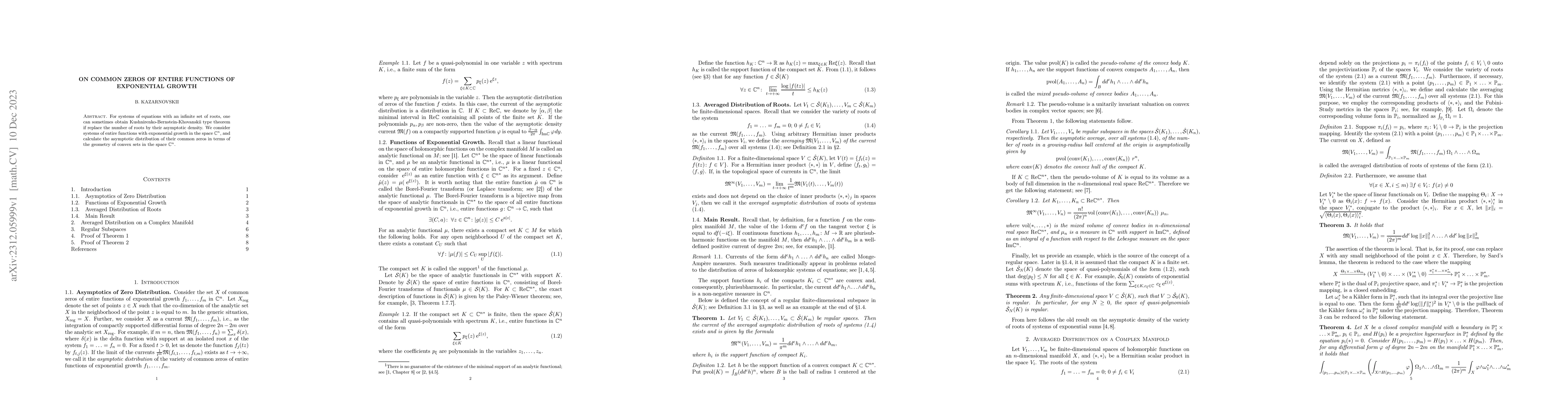 Thumbnail for On common zeros of entire functions of exponential growth