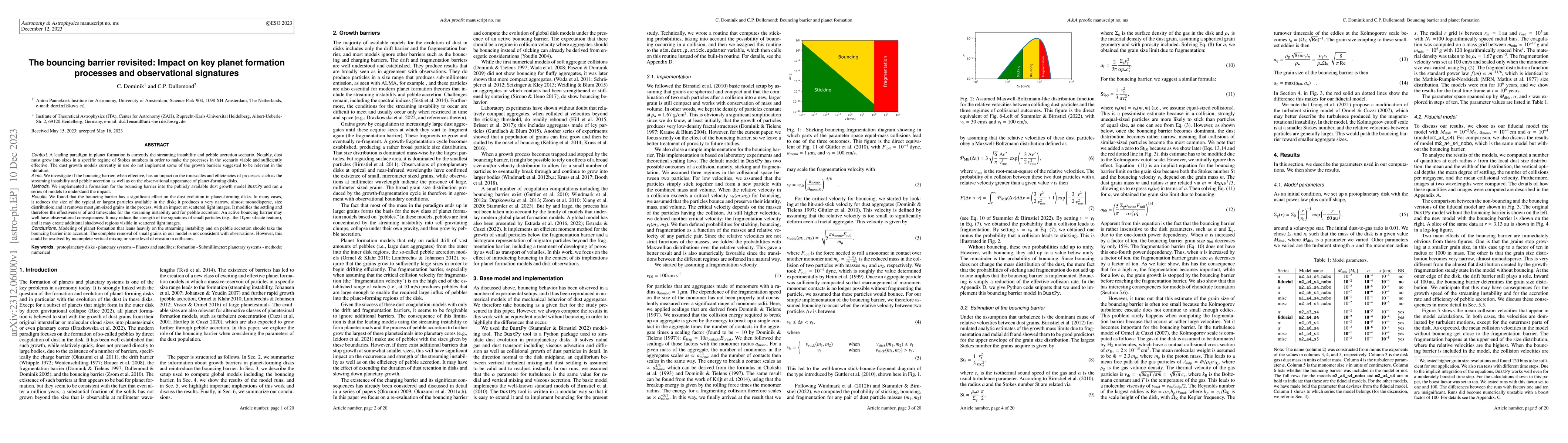Thumbnail for The bouncing barrier revisited: Impact on key planet formation processes
  and observational signatures