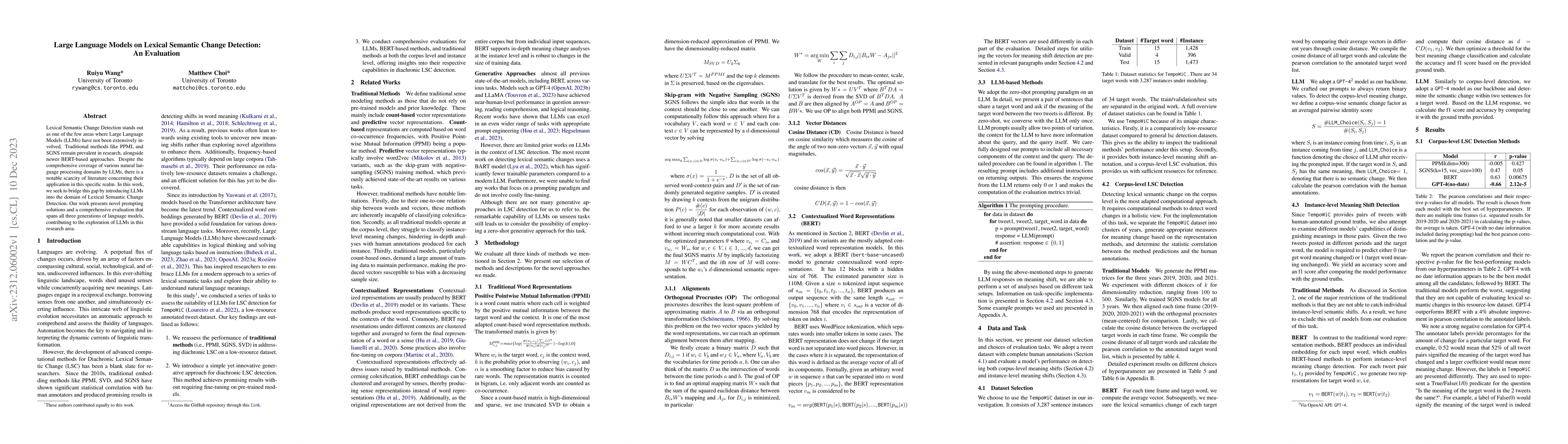 Thumbnail for Large Language Models on Lexical Semantic Change Detection: An
  Evaluation