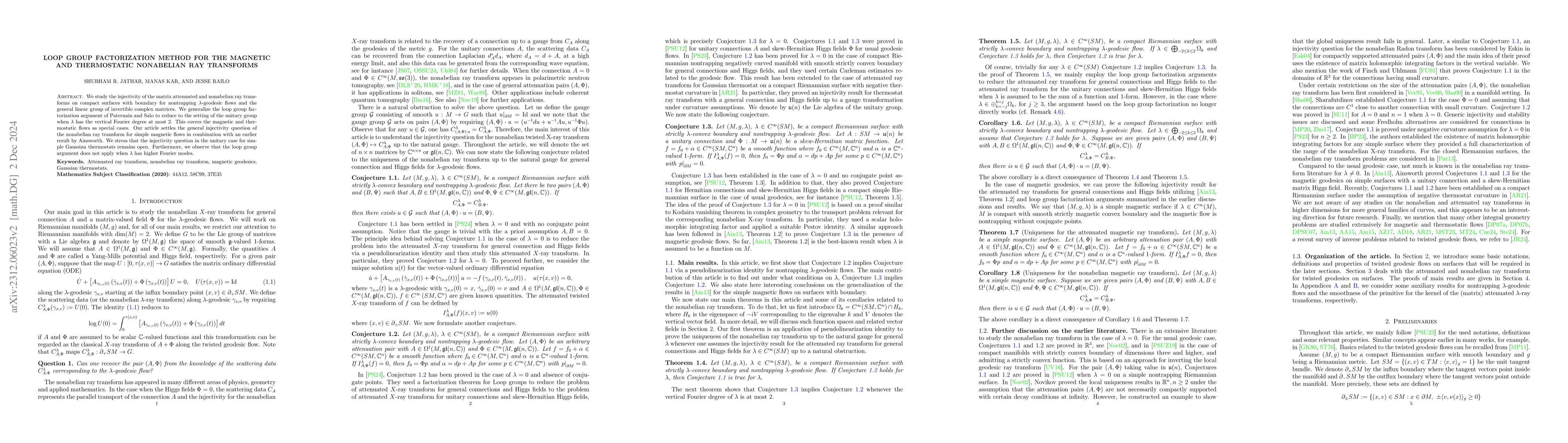 Thumbnail for Loop group factorization method for the magnetic and thermostatic
  nonabelian ray transforms