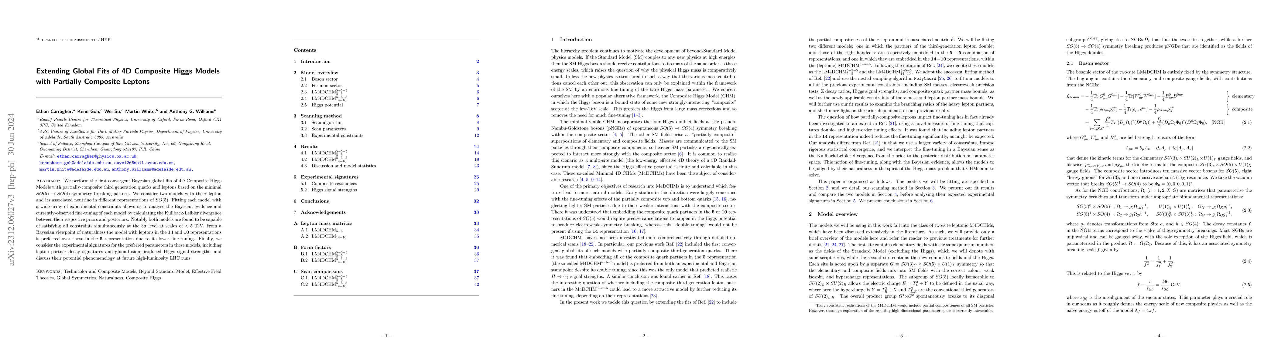 Thumbnail for Extending Global Fits of 4D Composite Higgs Models with Partially
  Composite Leptons