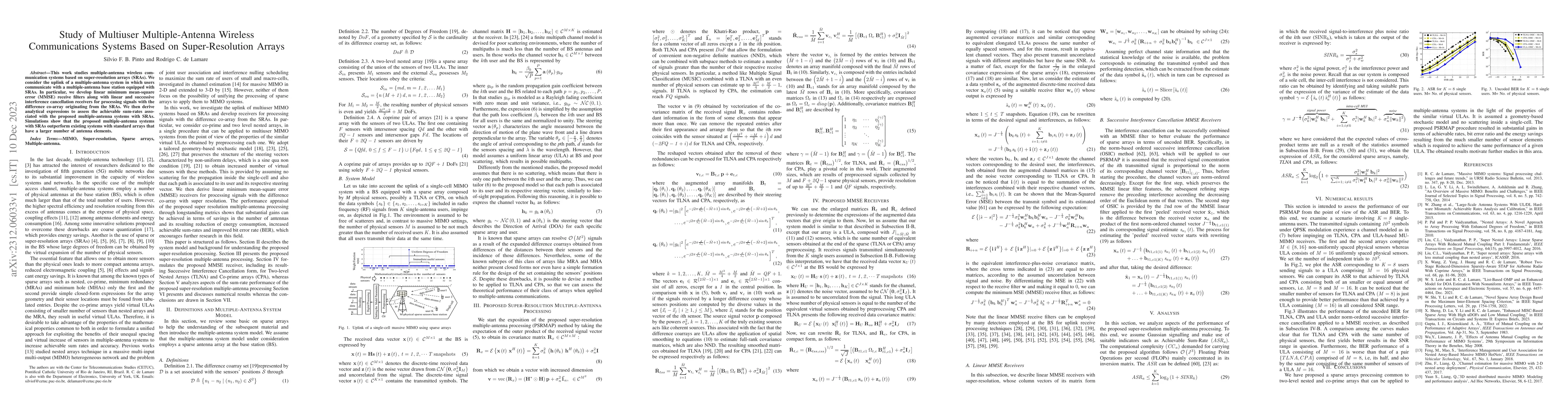 Thumbnail for Study of Multiuser Multiple-Antenna Wireless Communications Systems
  Based on Super-Resolution Arrays