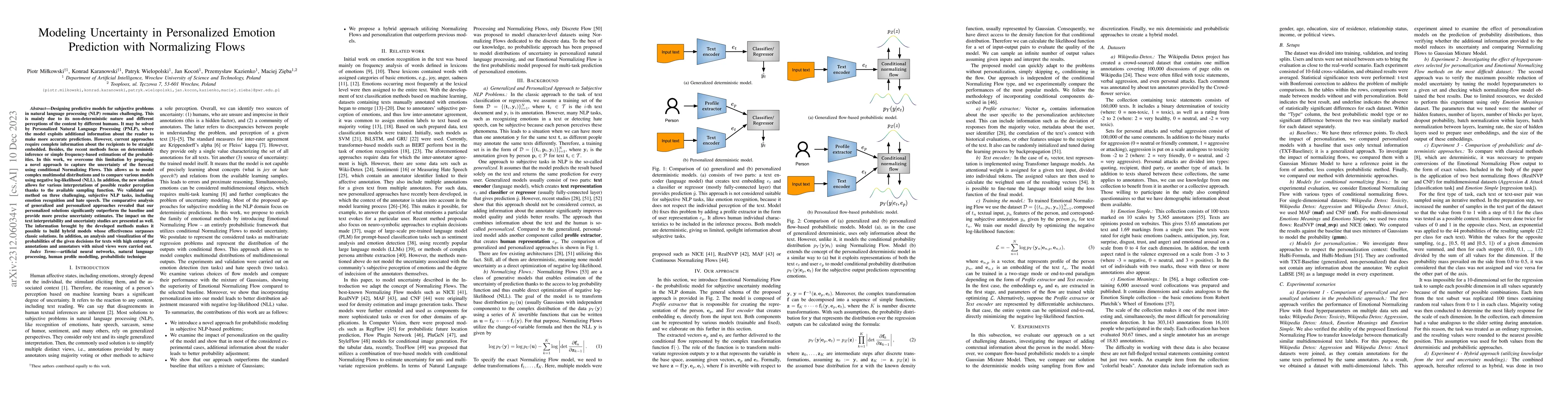 Thumbnail for Modeling Uncertainty in Personalized Emotion Prediction with Normalizing
  Flows