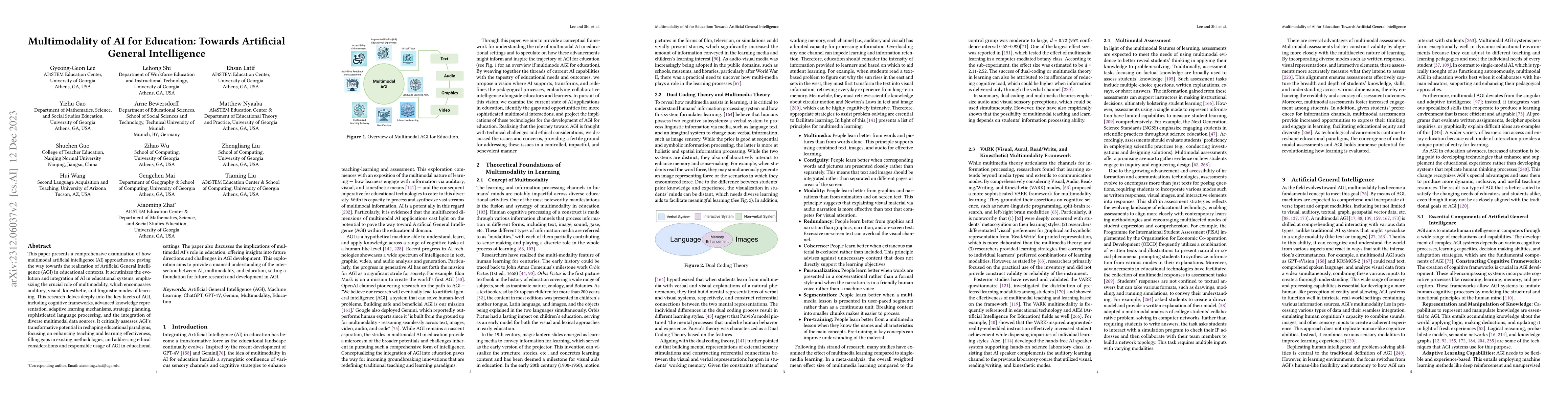 Thumbnail for Multimodality of AI for Education: Towards Artificial General
  Intelligence