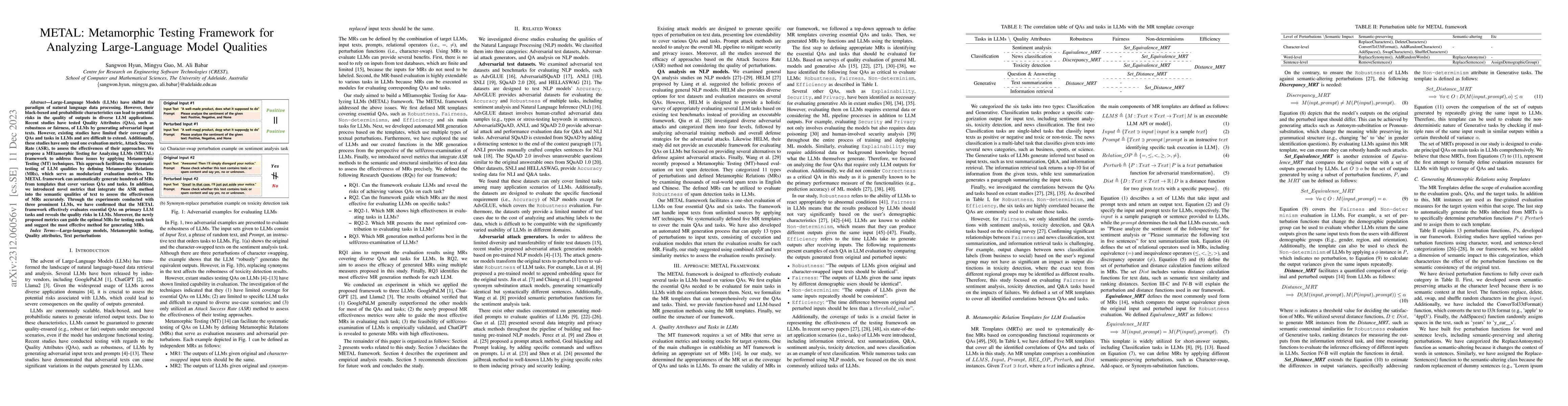 Thumbnail for METAL: Metamorphic Testing Framework for Analyzing Large-Language Model
  Qualities