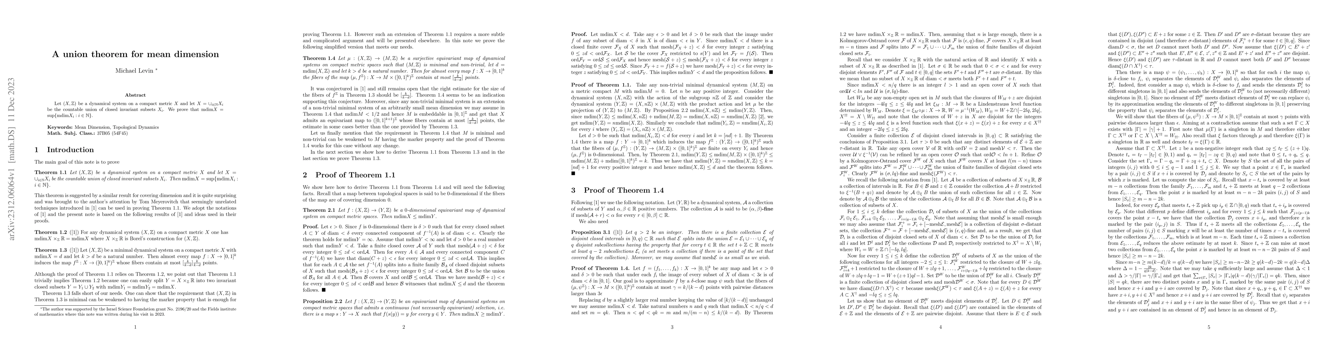 Thumbnail for A union theorem for mean dimension