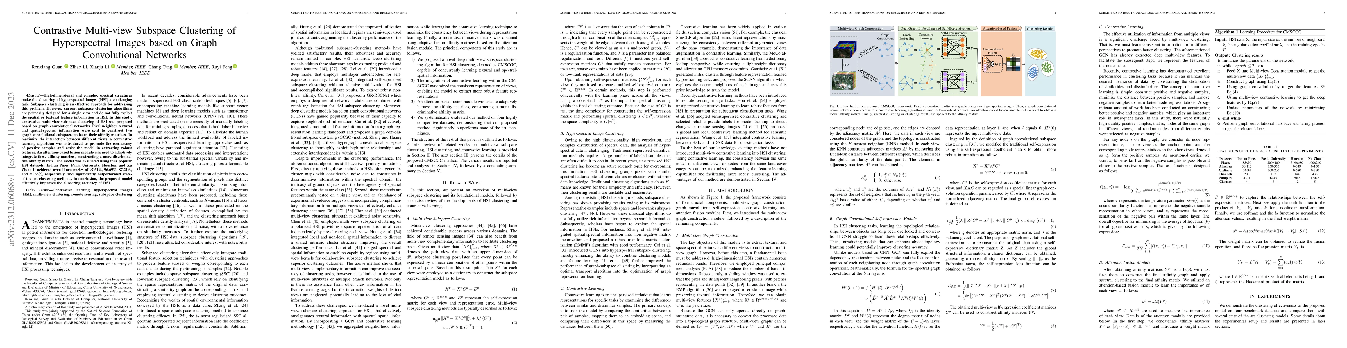 Thumbnail for Contrastive Multi-view Subspace Clustering of Hyperspectral Images based
  on Graph Convolutional Networks