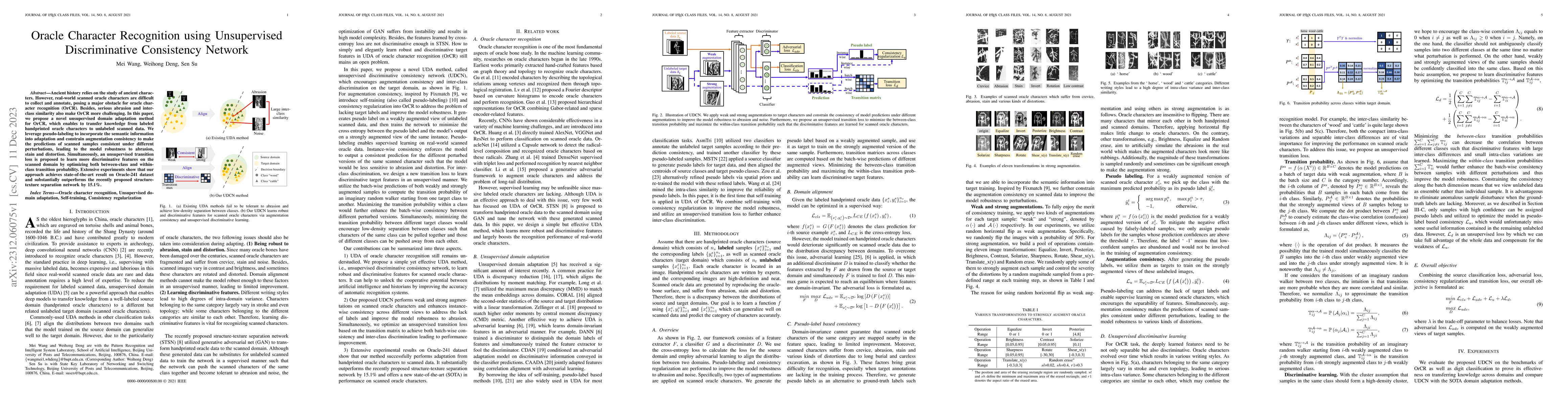 Thumbnail for Oracle Character Recognition using Unsupervised Discriminative
  Consistency Network