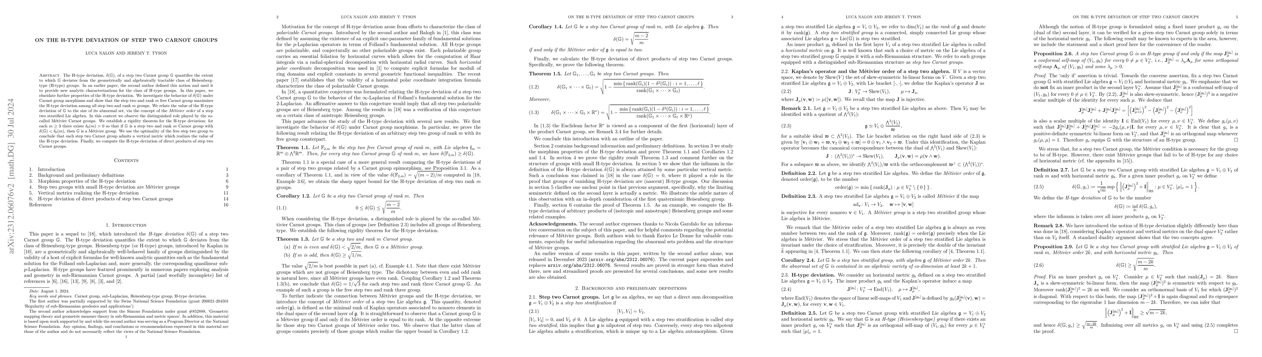 Thumbnail for On the H-type deviation of step two Carnot groups