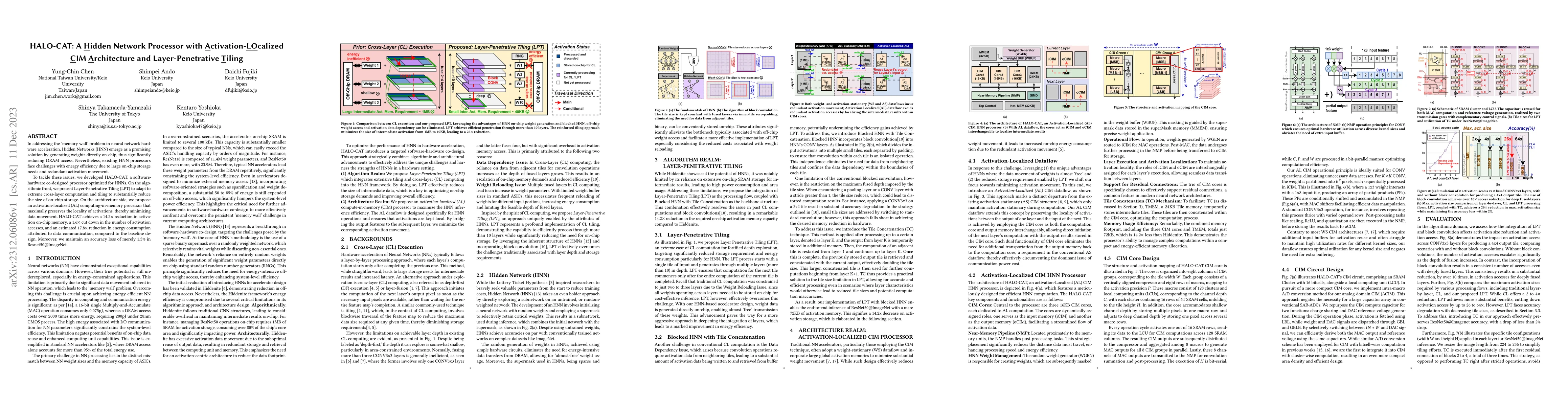 Thumbnail for HALO-CAT: A Hidden Network Processor with Activation-Localized CIM
  Architecture and Layer-Penetrative Tiling