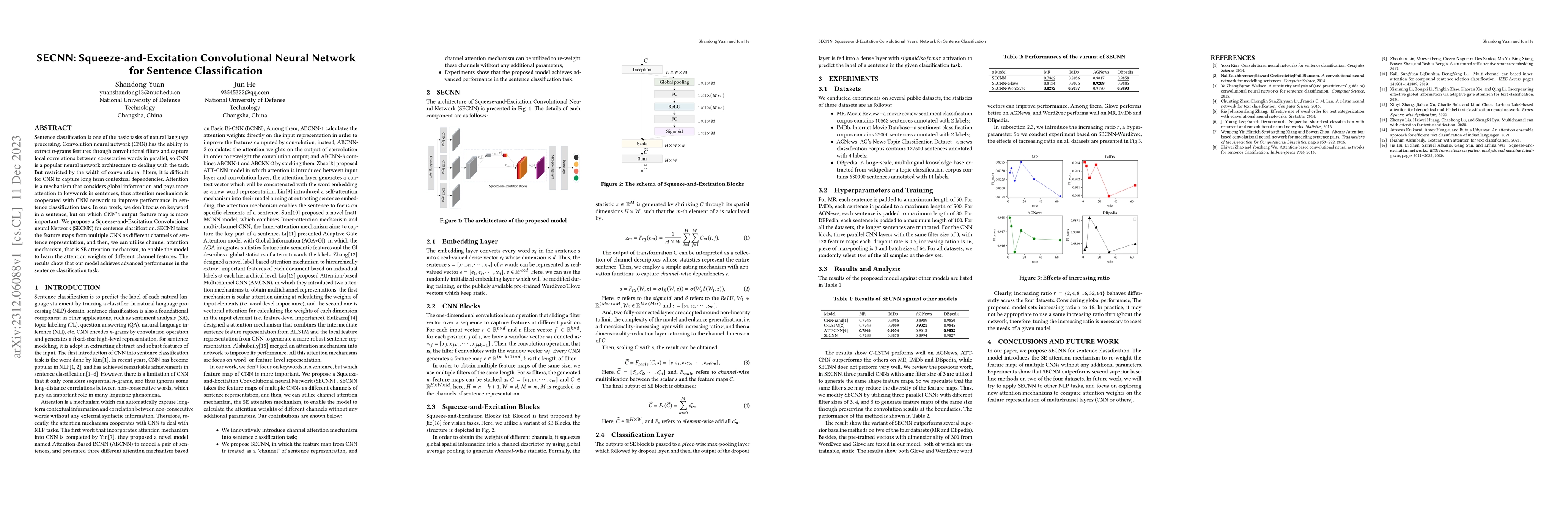 Thumbnail for SECNN: Squeeze-and-Excitation Convolutional Neural Network for Sentence
  Classification