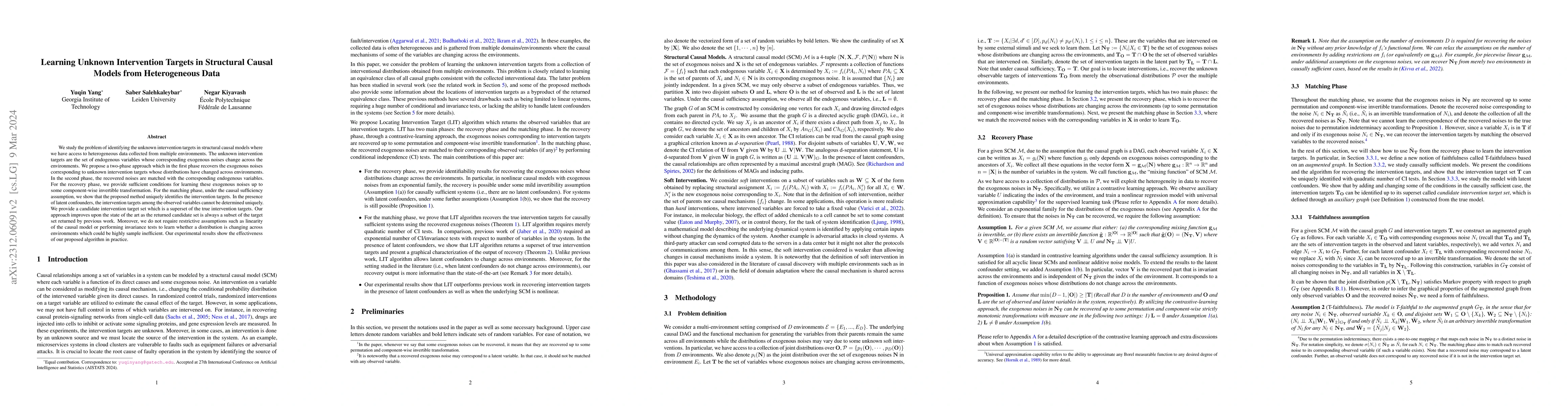 Thumbnail for Learning Unknown Intervention Targets in Structural Causal Models from
  Heterogeneous Data