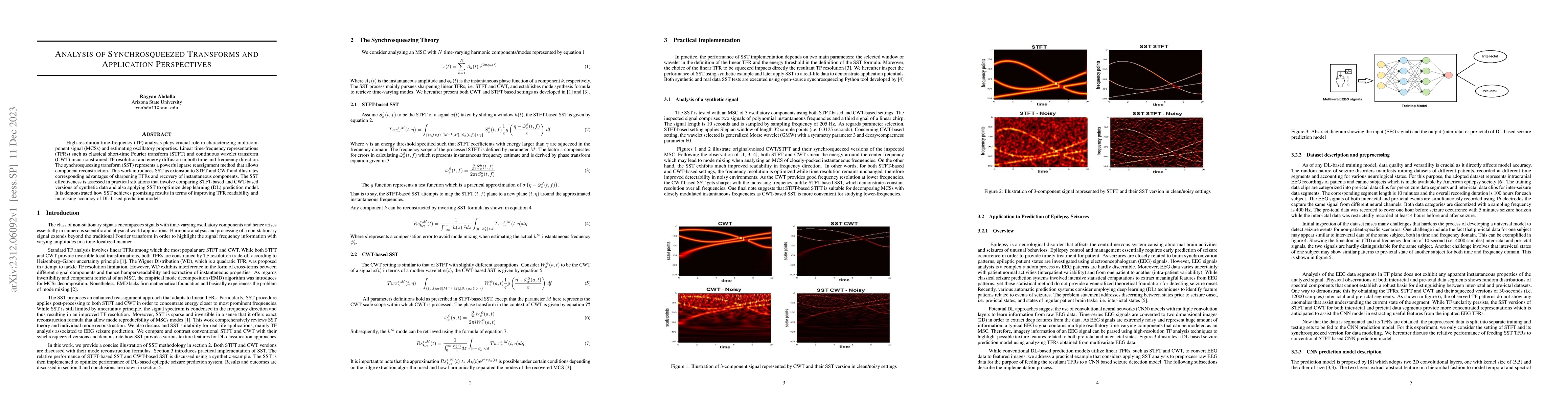 Thumbnail for Analysis of Synchrosqueezed Transforms and Application Perspectives
