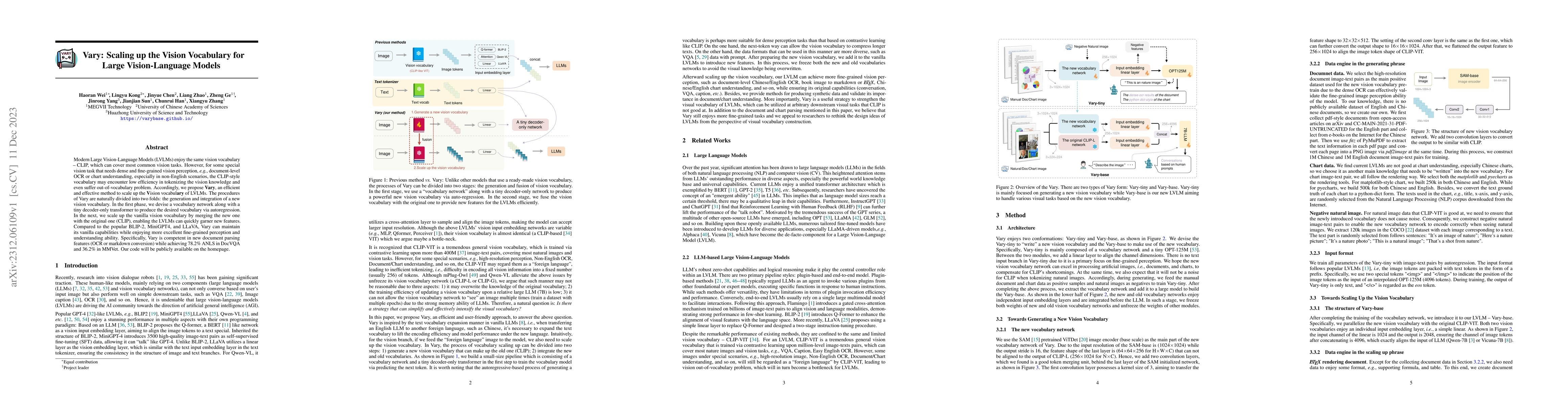 Thumbnail for Vary: Scaling up the Vision Vocabulary for Large Vision-Language Models