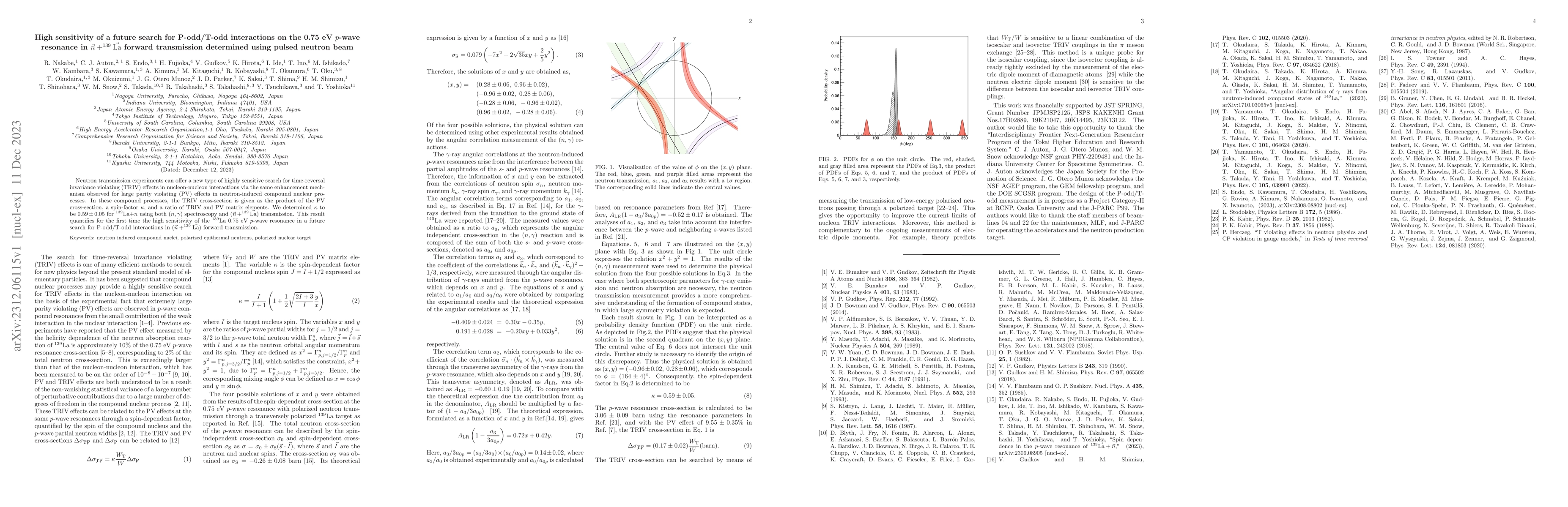 Thumbnail for High sensitivity of a future search for P-odd/T-odd interactions on the
  0.75 eV $p$-wave resonance in $\vec{n}+^{139}\vec{\rm La}$ forward
  transmission determined using pulsed neutron beam