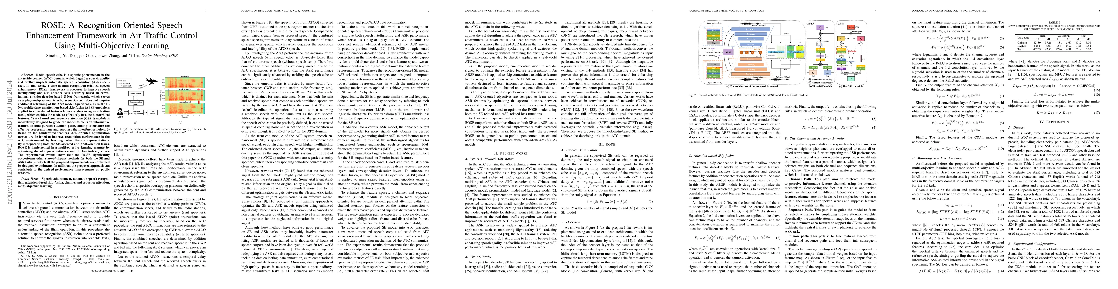 Thumbnail for ROSE: A Recognition-Oriented Speech Enhancement Framework in Air Traffic
  Control Using Multi-Objective Learning
