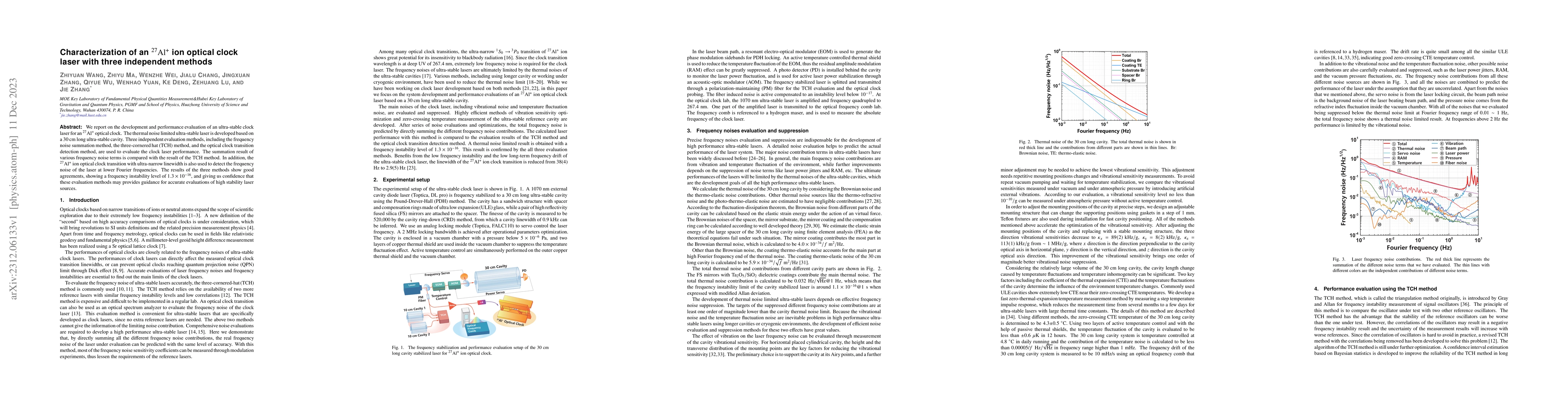Thumbnail for Characterization of an $\rm ^{27}Al^+$ ion optical clock laser with
  three independent methods