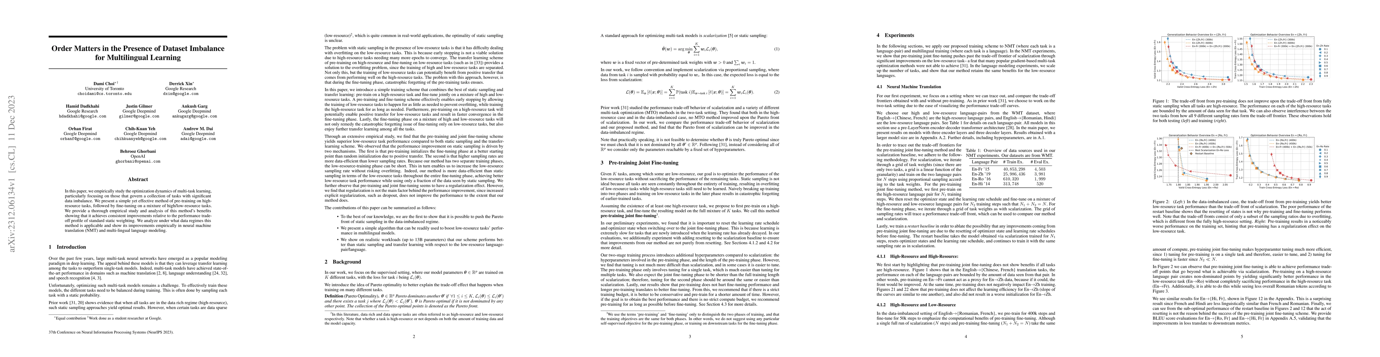 Thumbnail for Order Matters in the Presence of Dataset Imbalance for Multilingual
  Learning