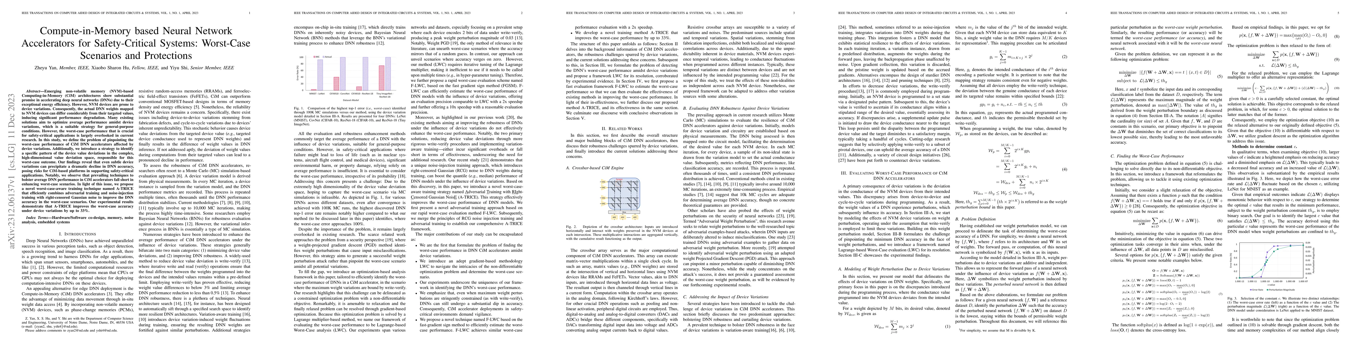 Thumbnail for Compute-in-Memory based Neural Network Accelerators for Safety-Critical
  Systems: Worst-Case Scenarios and Protections