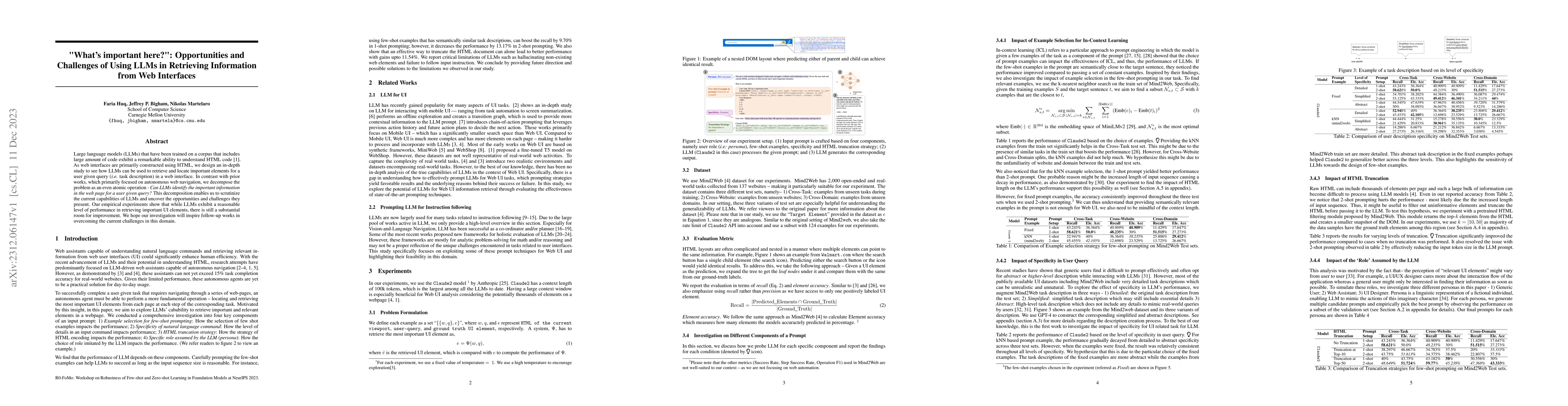 Thumbnail for "What's important here?": Opportunities and Challenges of Using LLMs in
  Retrieving Information from Web Interfaces