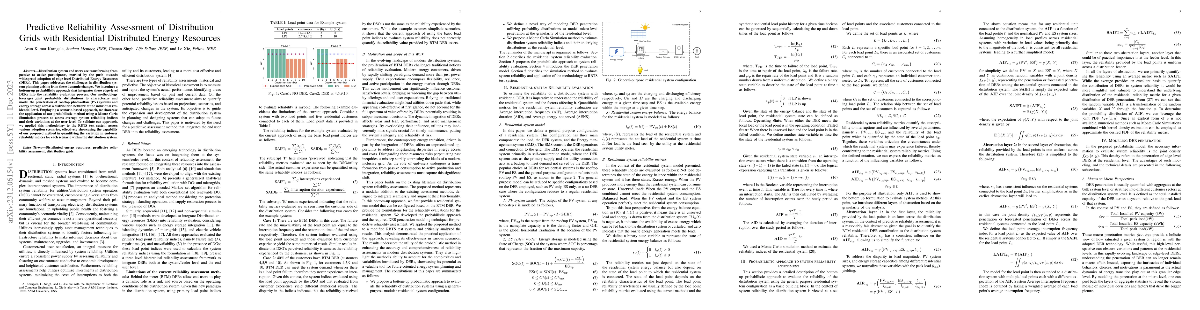 Thumbnail for Predictive Reliability Assessment of Distribution Grids with Residential
  Distributed Energy Resources