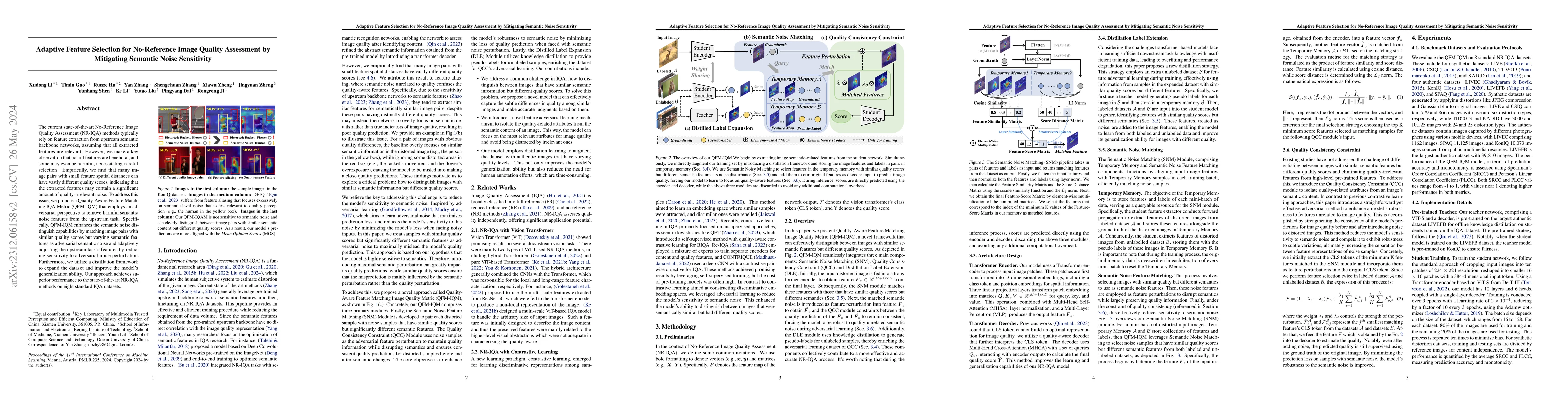 Thumbnail for Adaptive Feature Selection for No-Reference Image Quality Assessment by
  Mitigating Semantic Noise Sensitivity