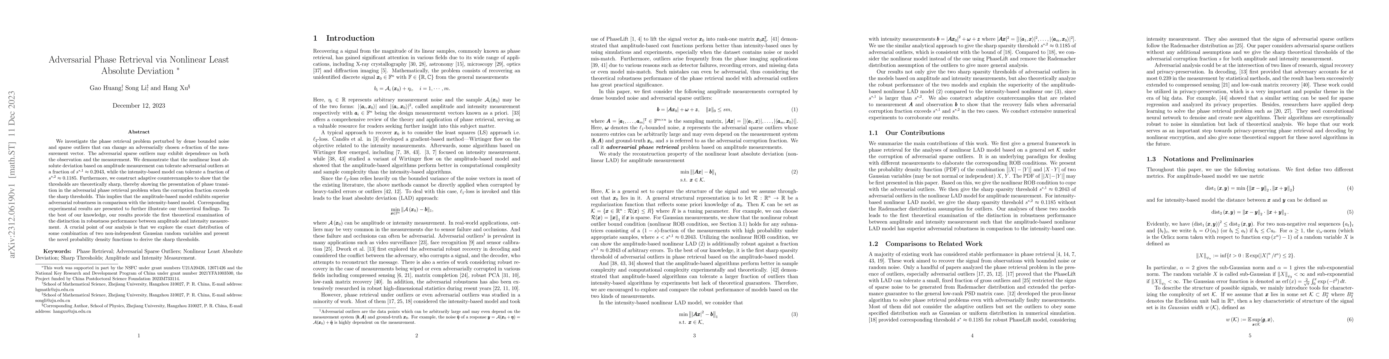 Thumbnail for Adversarial Phase Retrieval via Nonlinear Least Absolute Deviation