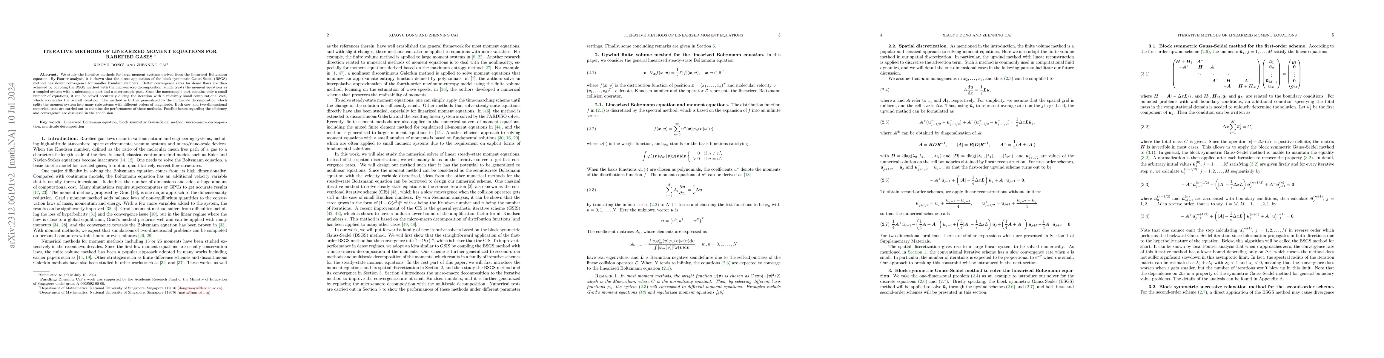 Thumbnail for Iterative methods of linearized moment equations for rarefied gases