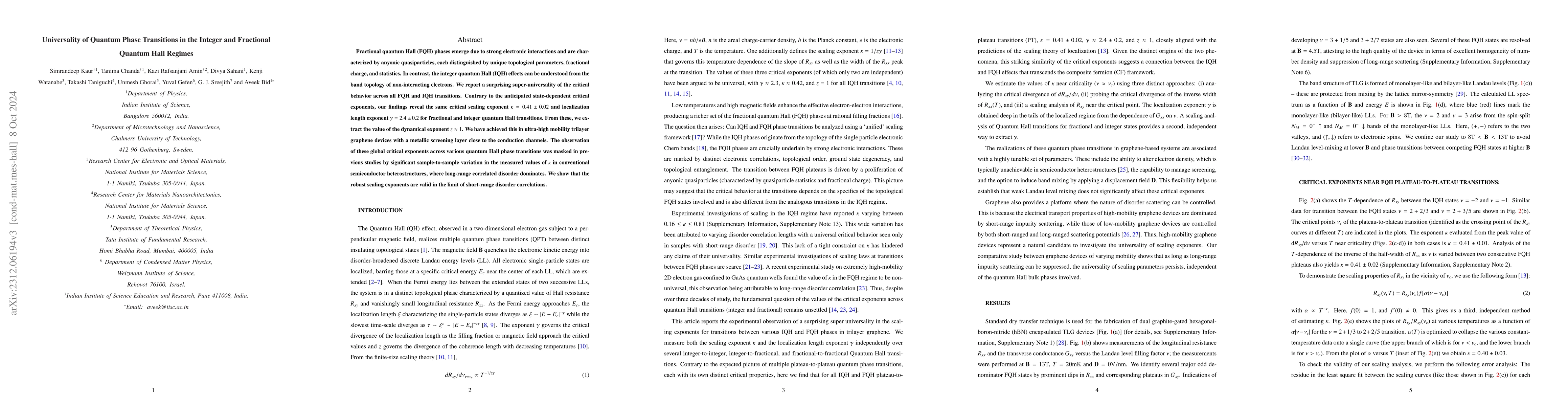 Thumbnail for Universality of Anderson Localization Transitions in the Integer and
  Fractional Quantum Hall Regime