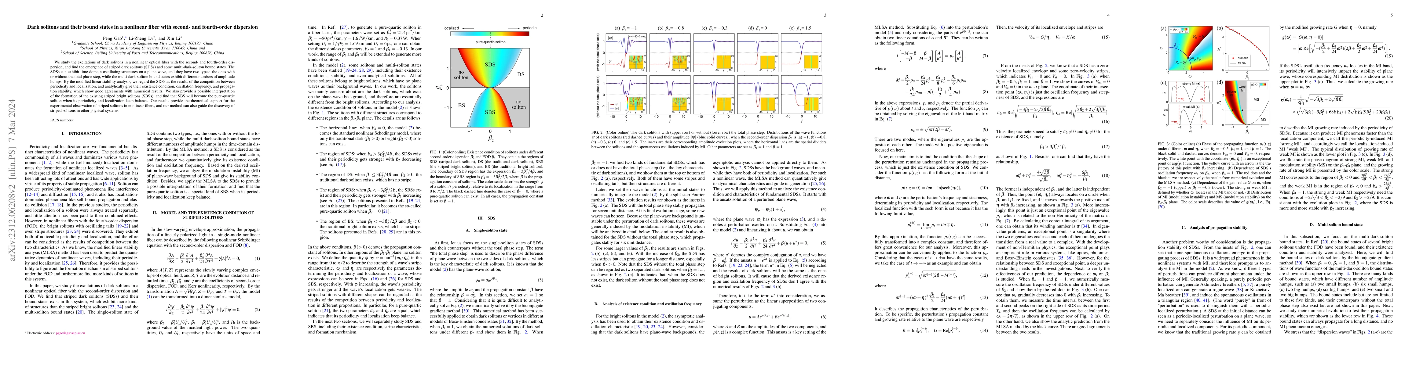 Thumbnail for Dark solitons and their bound states in a nonlinear fiber with second-
  and fourth-order dispersion