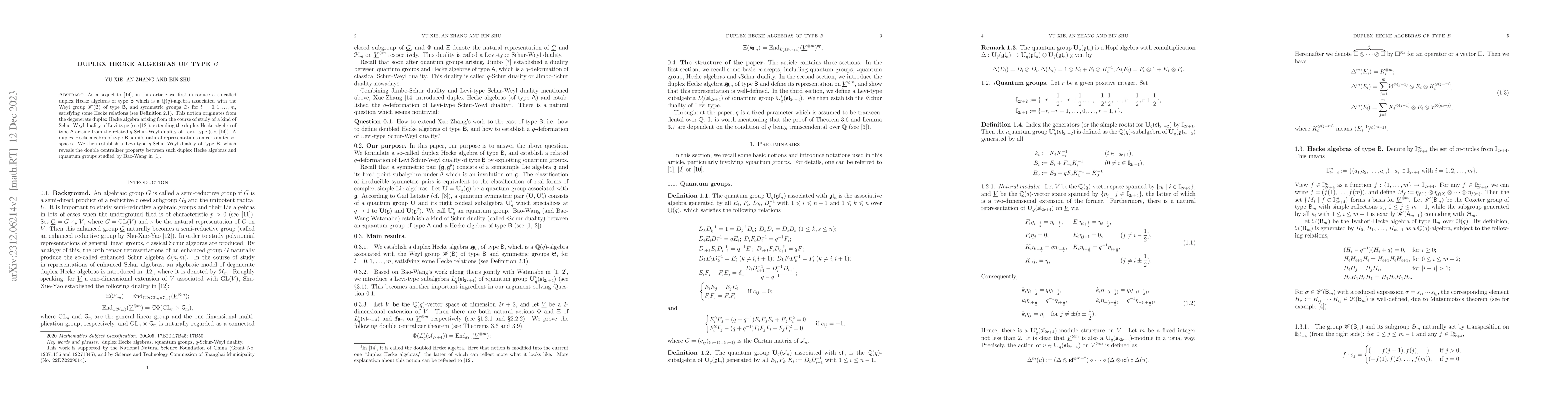 Thumbnail for Duplex Hecke Algebras of type B