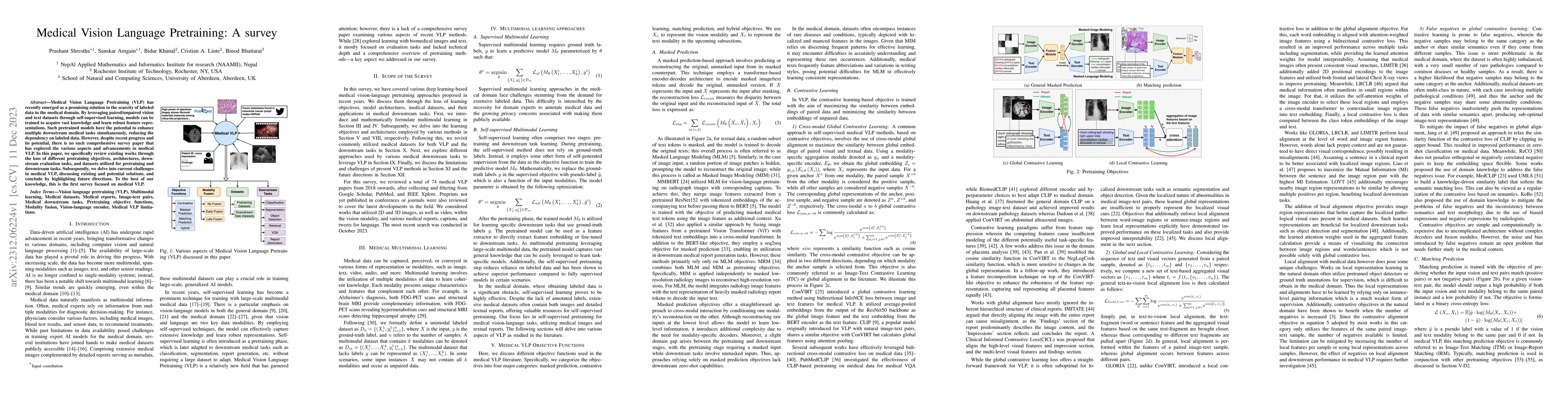 Thumbnail for Medical Vision Language Pretraining: A survey