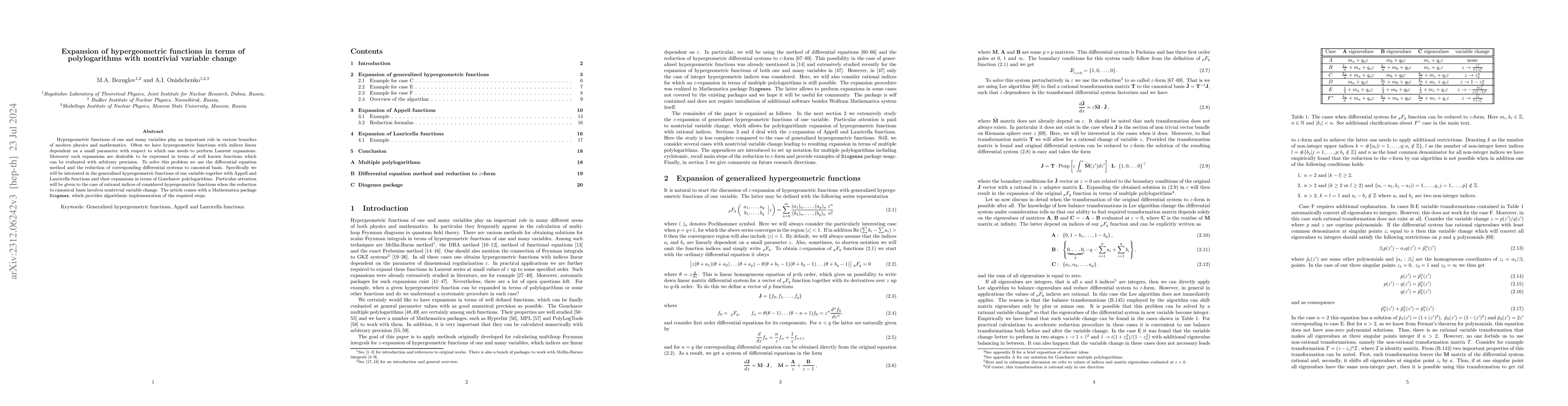 Thumbnail for Expansion of hypergeometric functions in terms of polylogarithms with
  nontrivial variable change