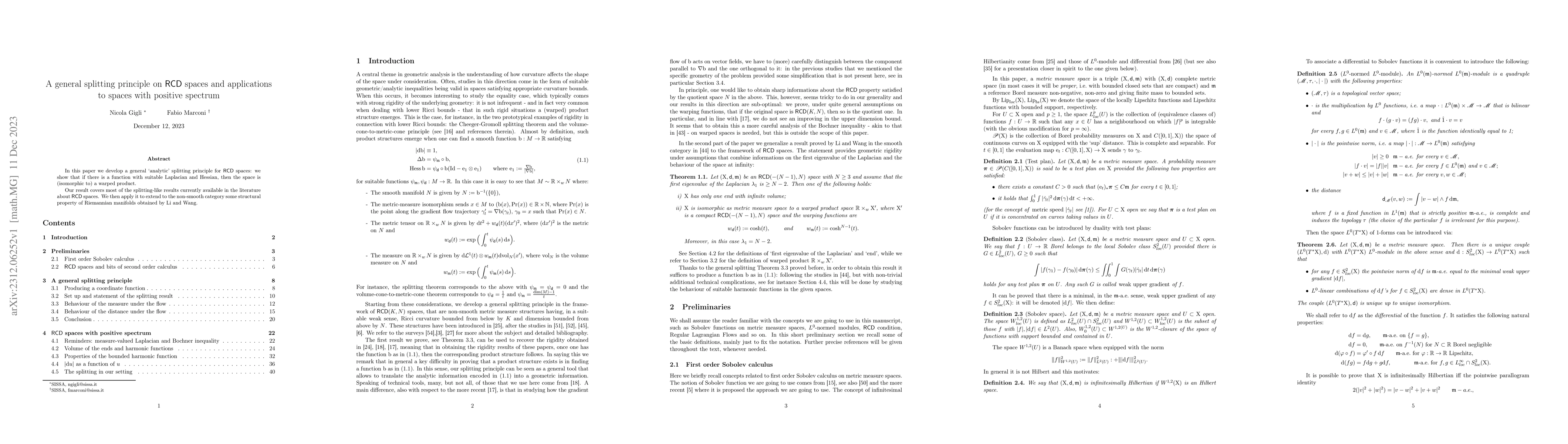 Thumbnail for A general splitting principle on RCD spaces and applications to spaces
  with positive spectrum