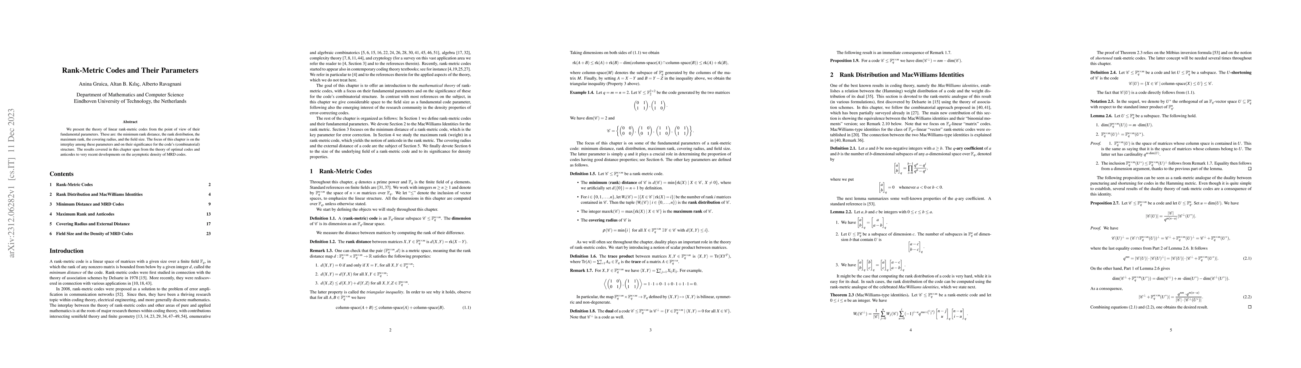 Thumbnail for Rank-Metric Codes and Their Parameters