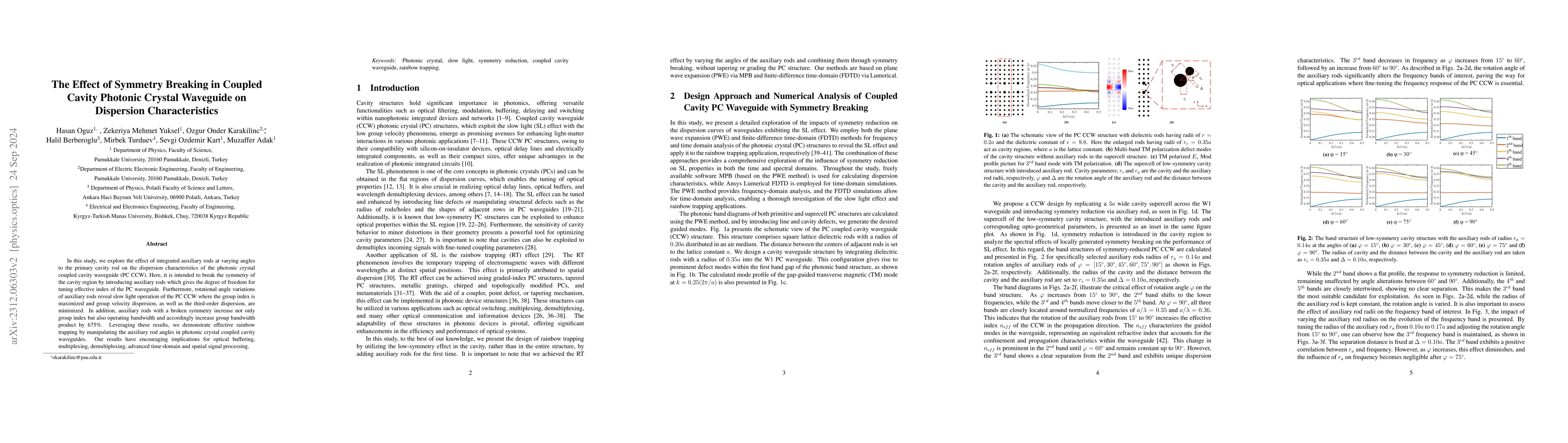 Thumbnail for Symmetry Breaking and Rainbow Trapping: Insights from Coupled Cavity
  Photonic Crystal Waveguides