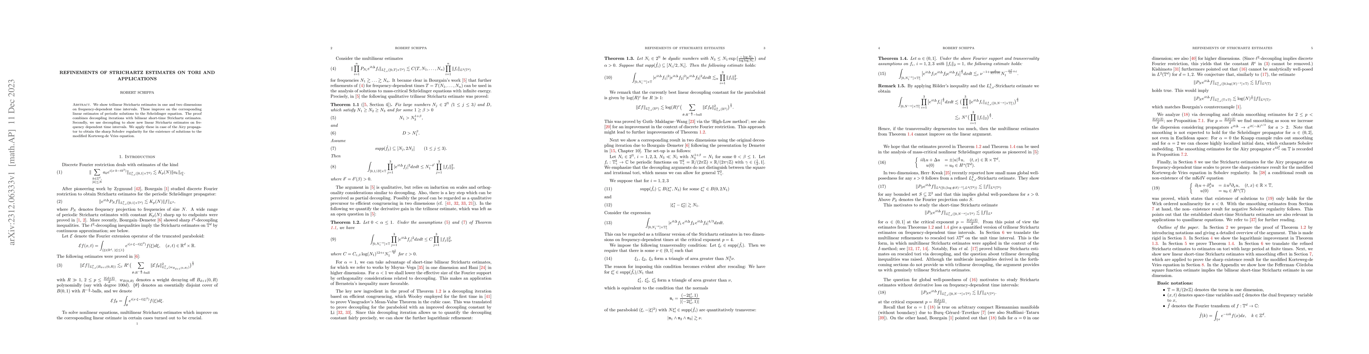 Thumbnail for Refinements of Strichartz estimates on tori and applications