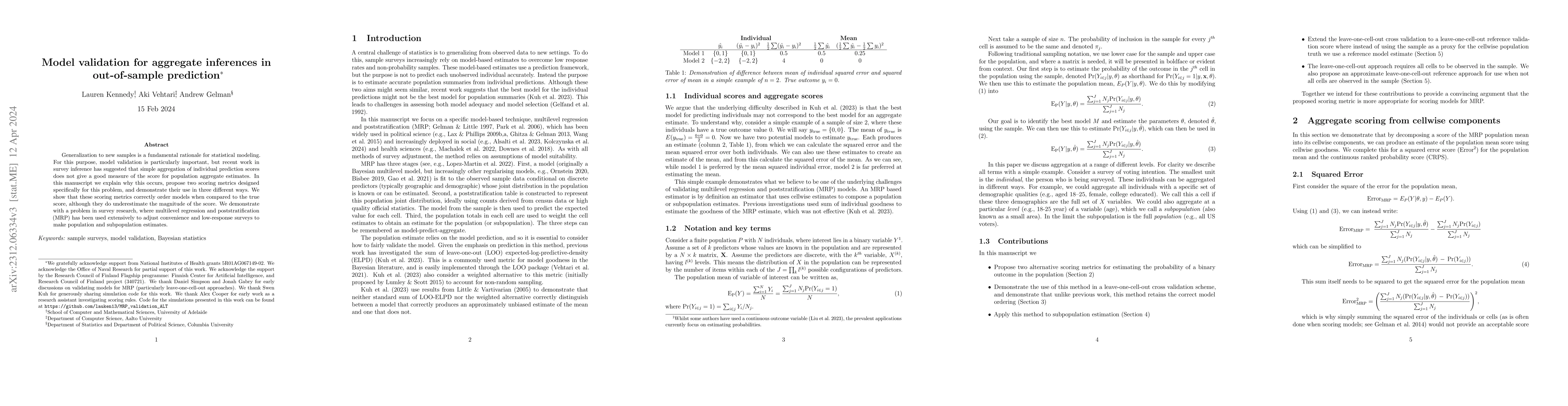 Thumbnail for Model validation for aggregate inferences in out-of-sample prediction