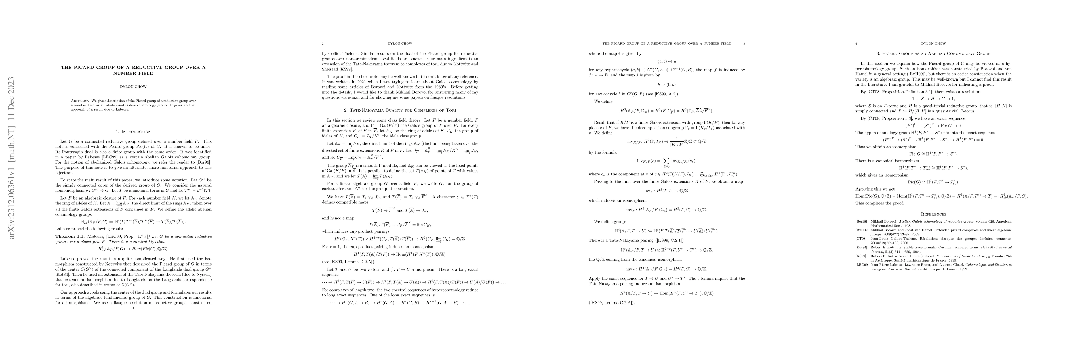 Thumbnail for The Picard Group of a Reductive Group over a Number Field