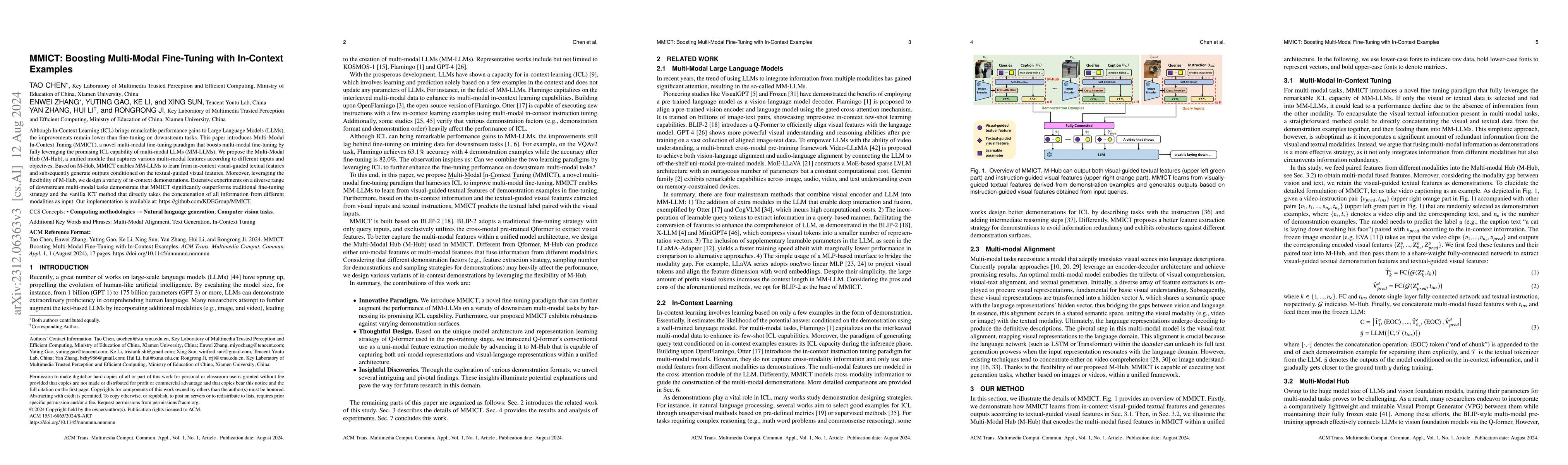Thumbnail for MMICT: Boosting Multi-Modal Fine-Tuning with In-Context Examples